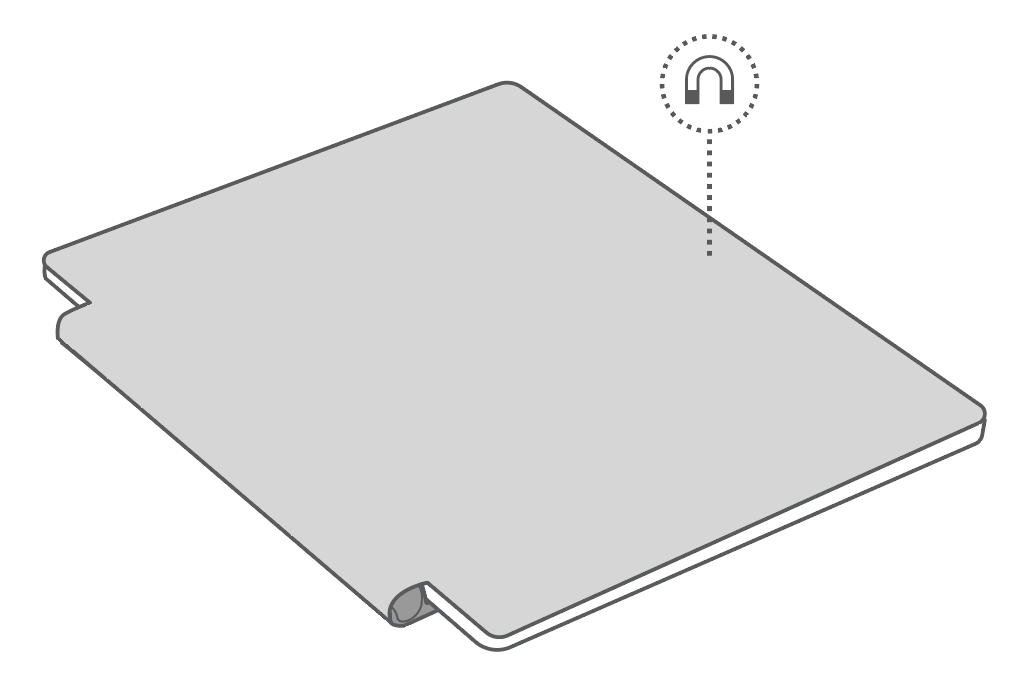 Illustration af et Kobo SleepCover og magnetens placering.