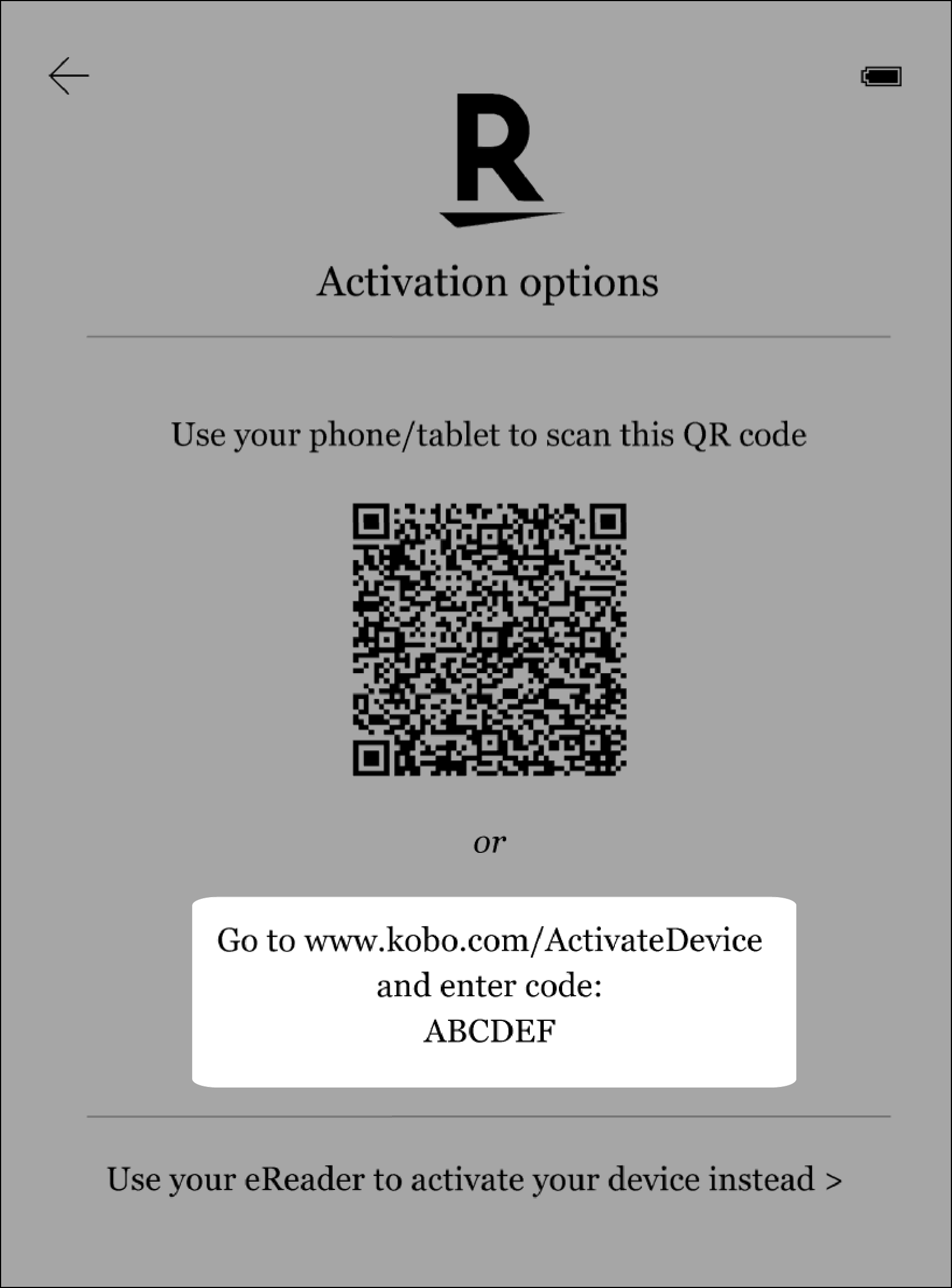 Activate options menu with the Code field highlighted.