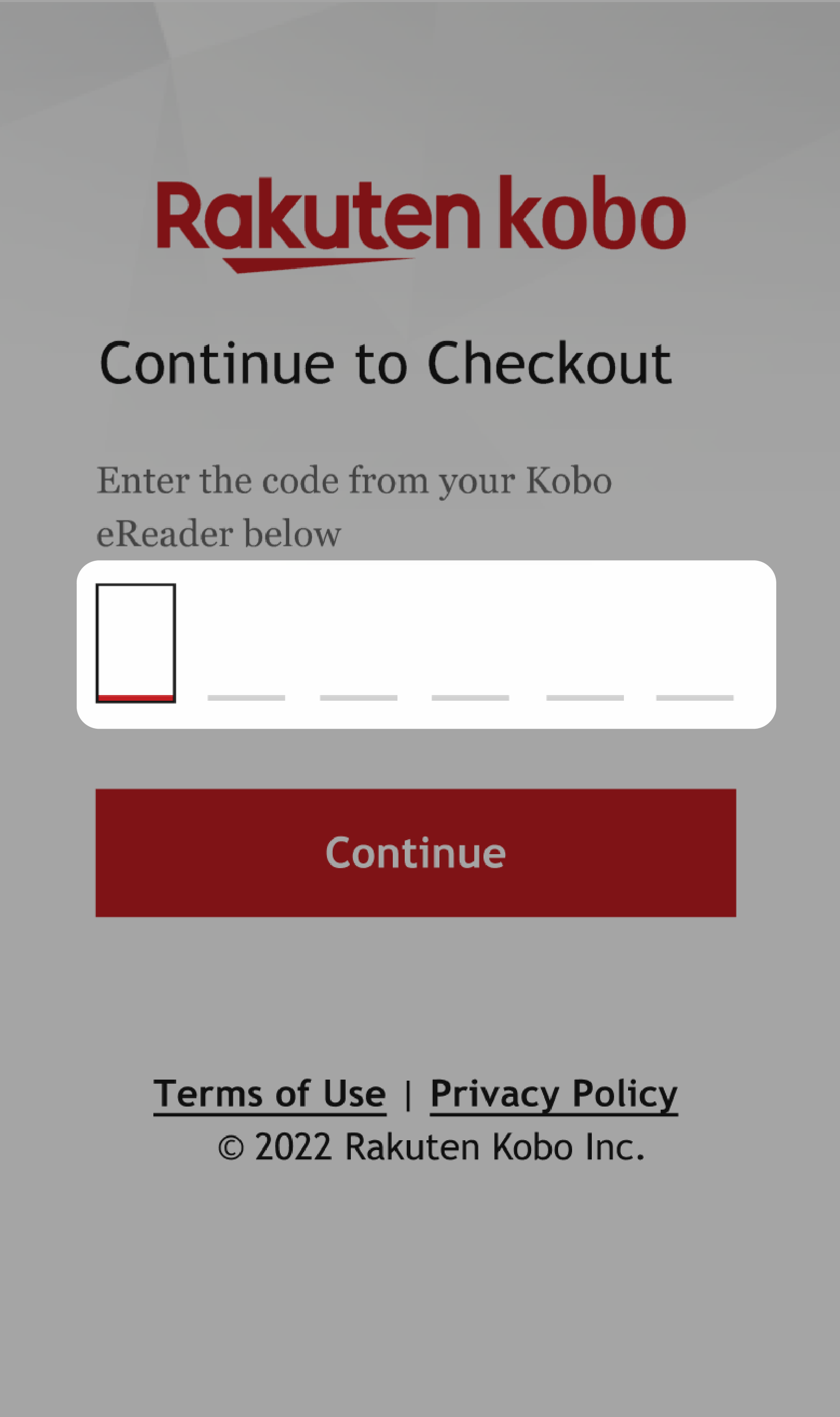 Continue to Checkout pop-up window with the code field highlighted.