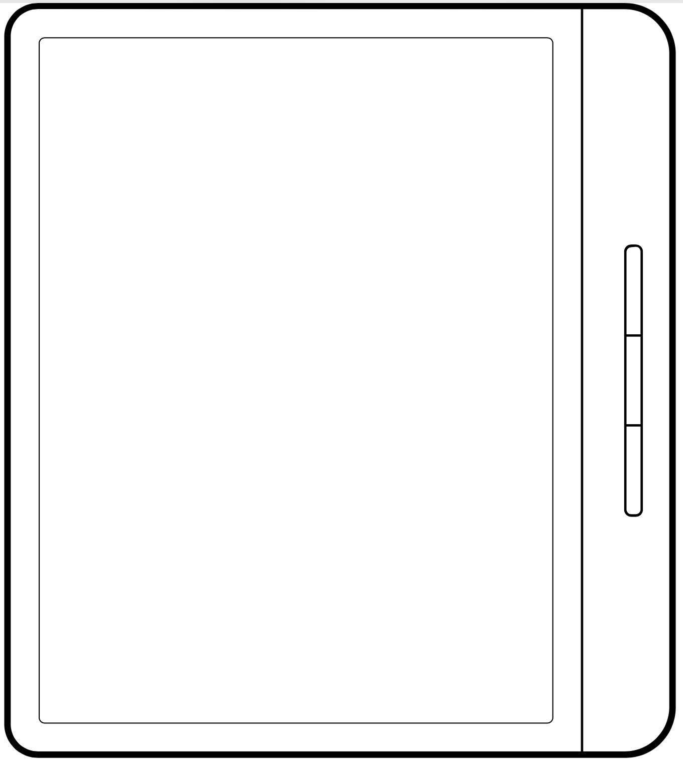 An illustration of a Kobo eReader with page turn buttons.