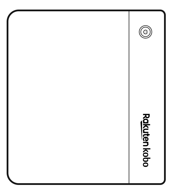 An illustration of the back of a Kobo eReader with a power button.