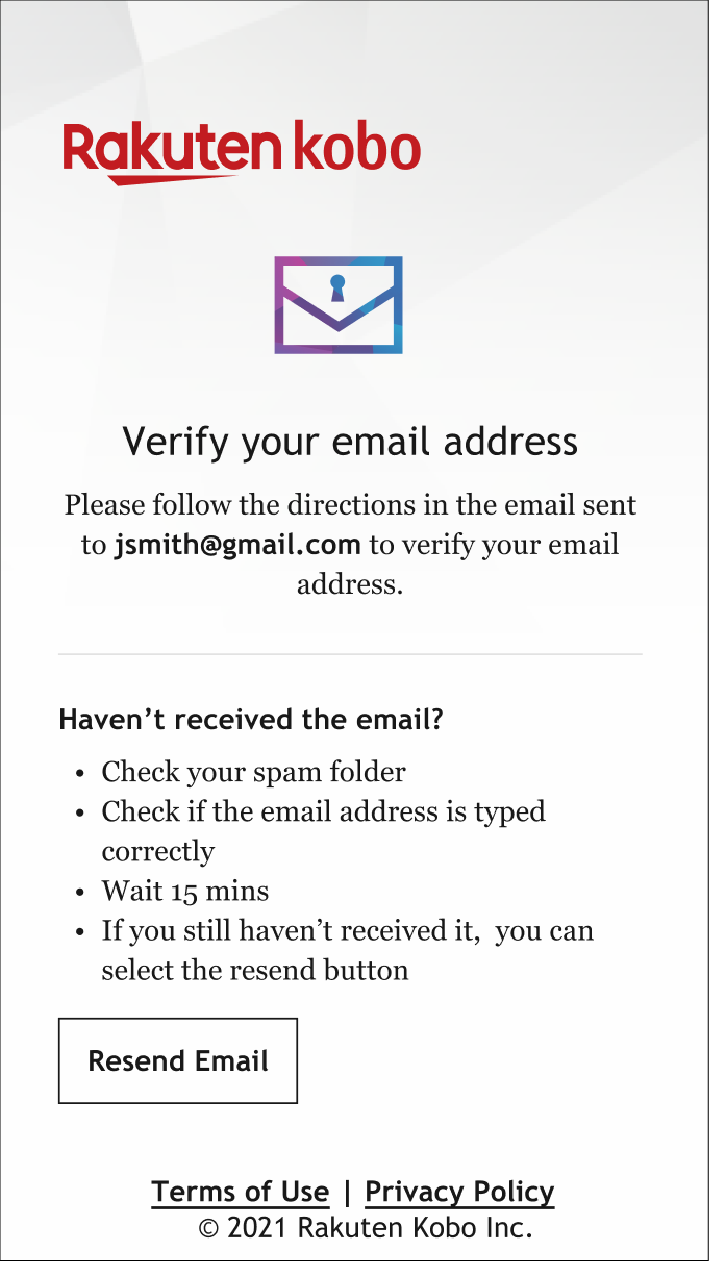 Un messaggio pop-up per verificare il tuo indirizzo email.