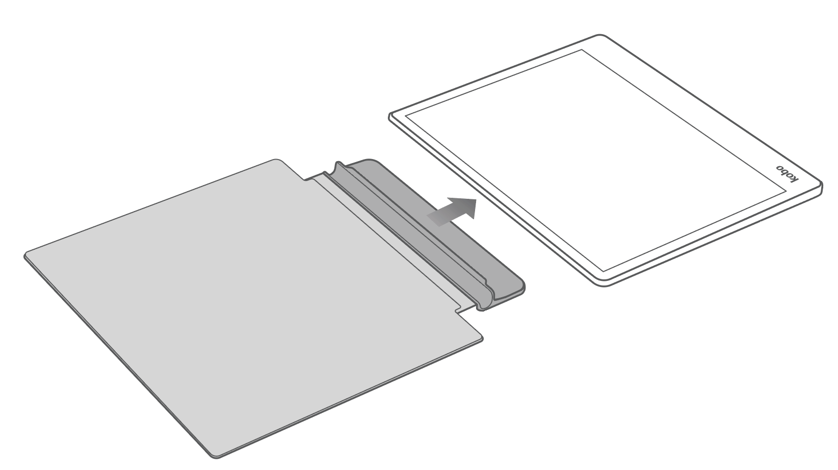 Illustration of the SleepCover sliding into the eReader.