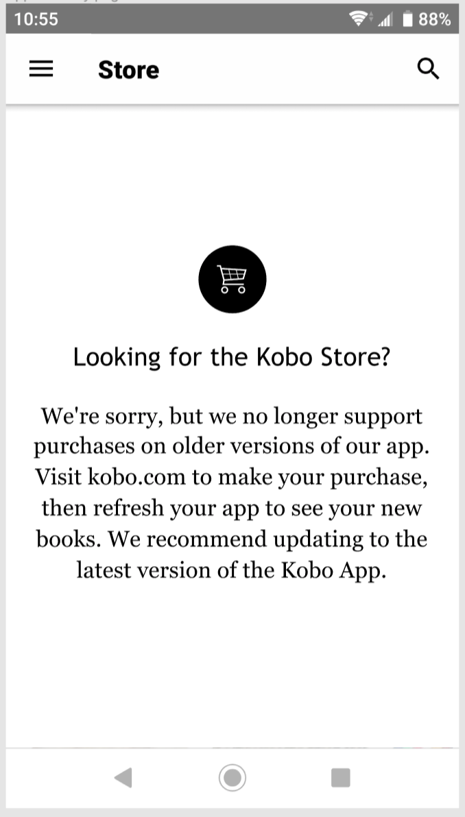 Looking for a Kobo Store confirmation message.