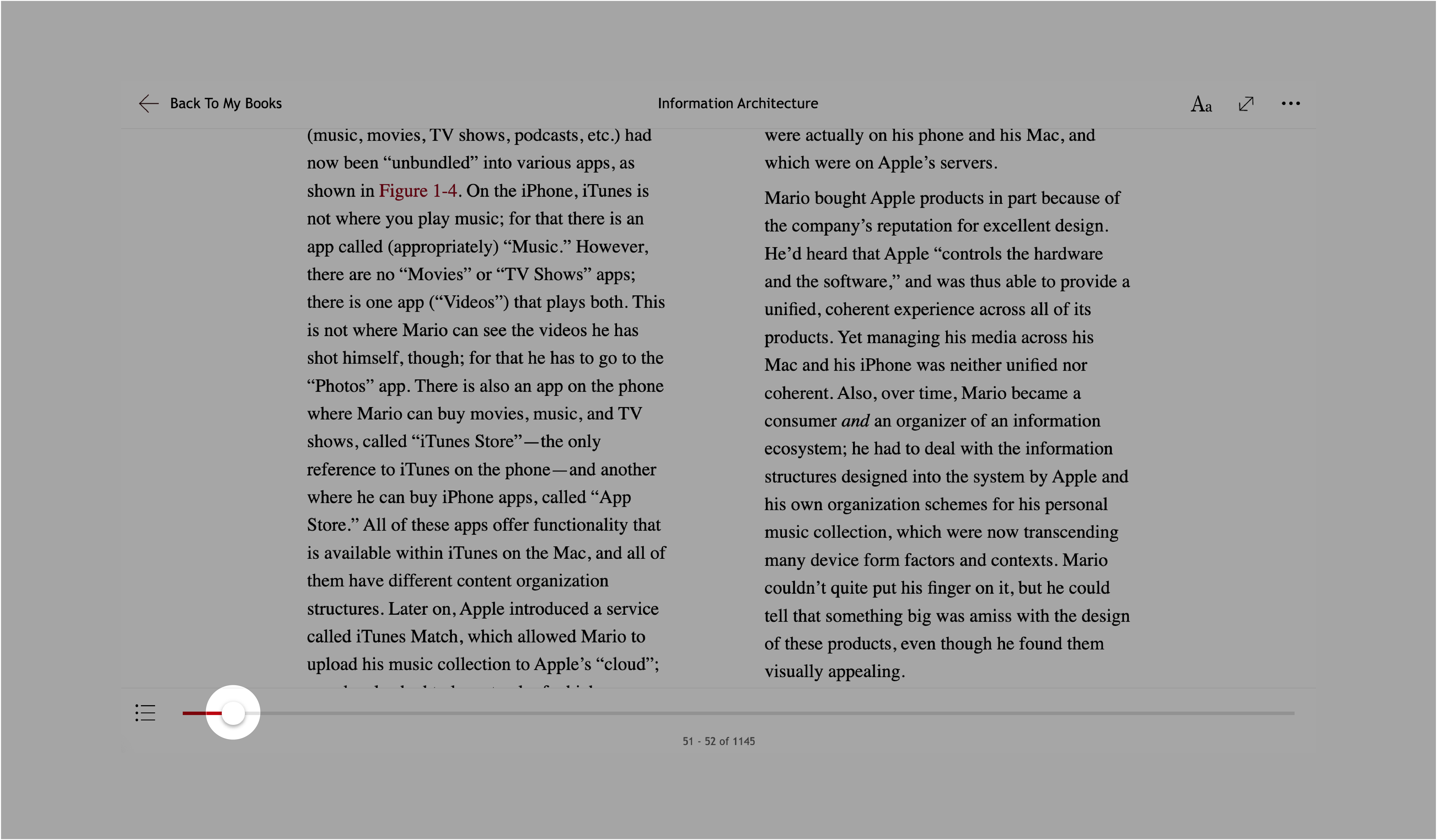 Web Reader view with the page scrubber highlighted at the bottom of the screen.