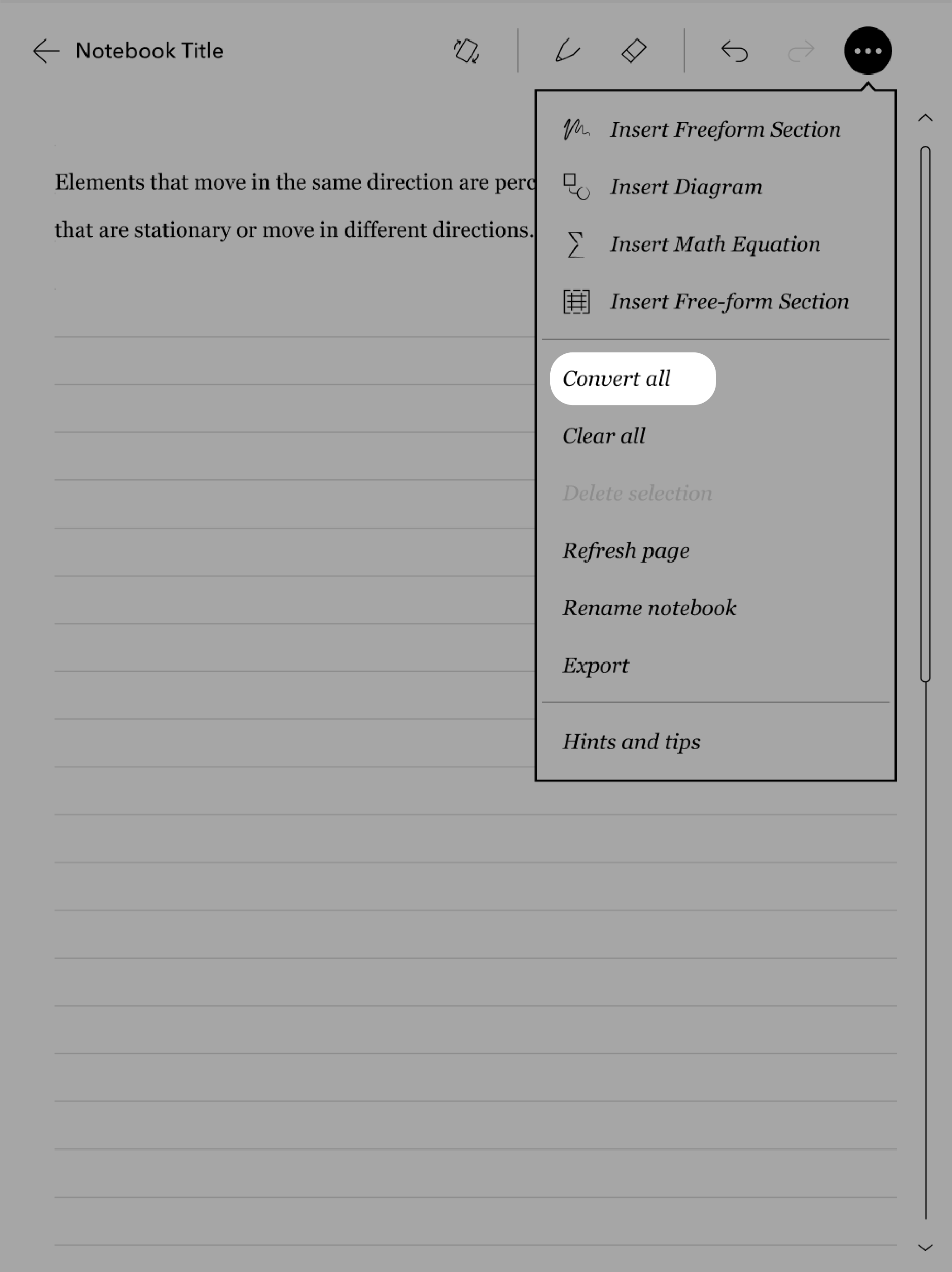 Notebook view with the Convert all button highlighted.