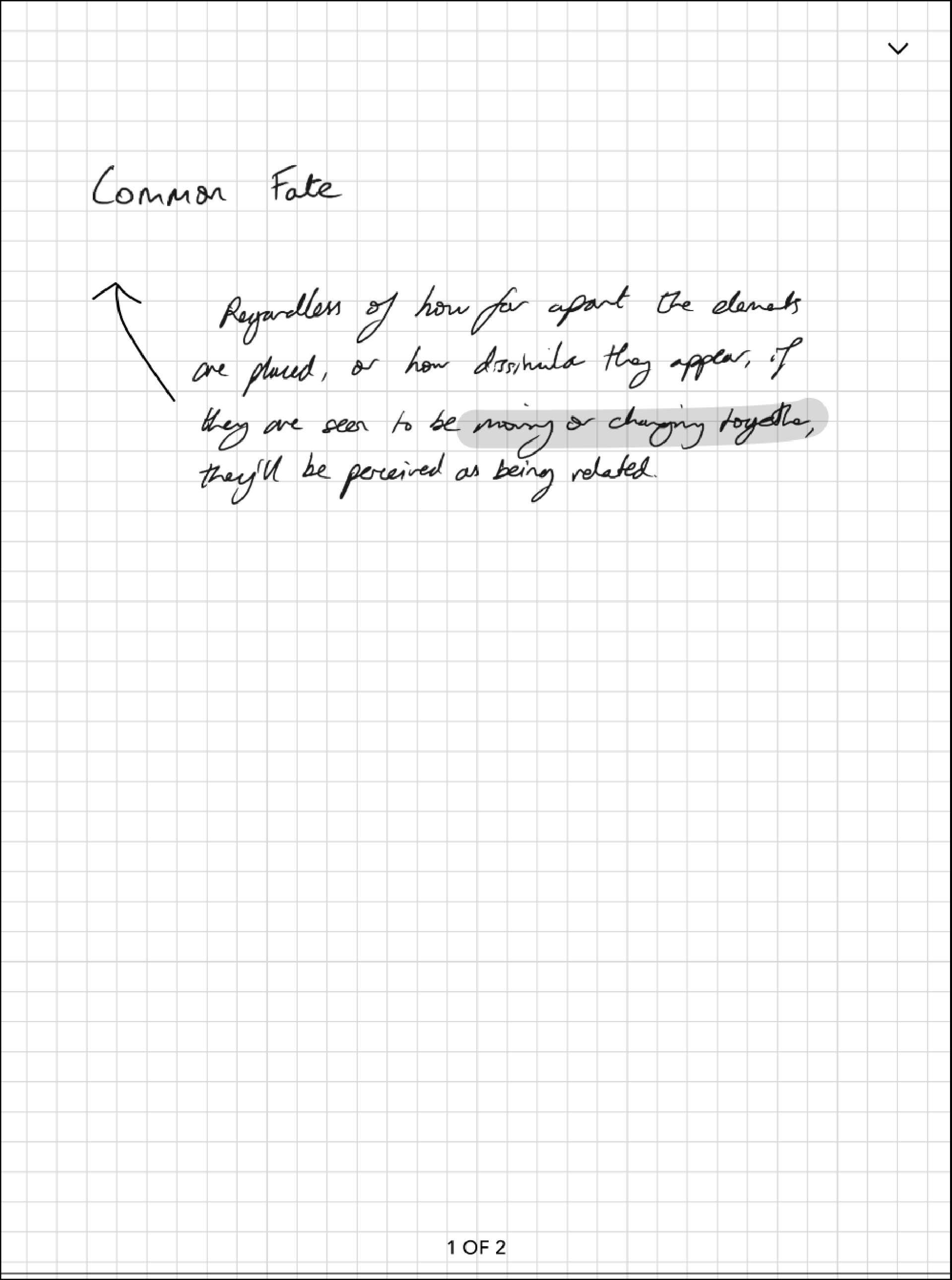 Notebook view with an example of hand writing using aKobo Stylus.