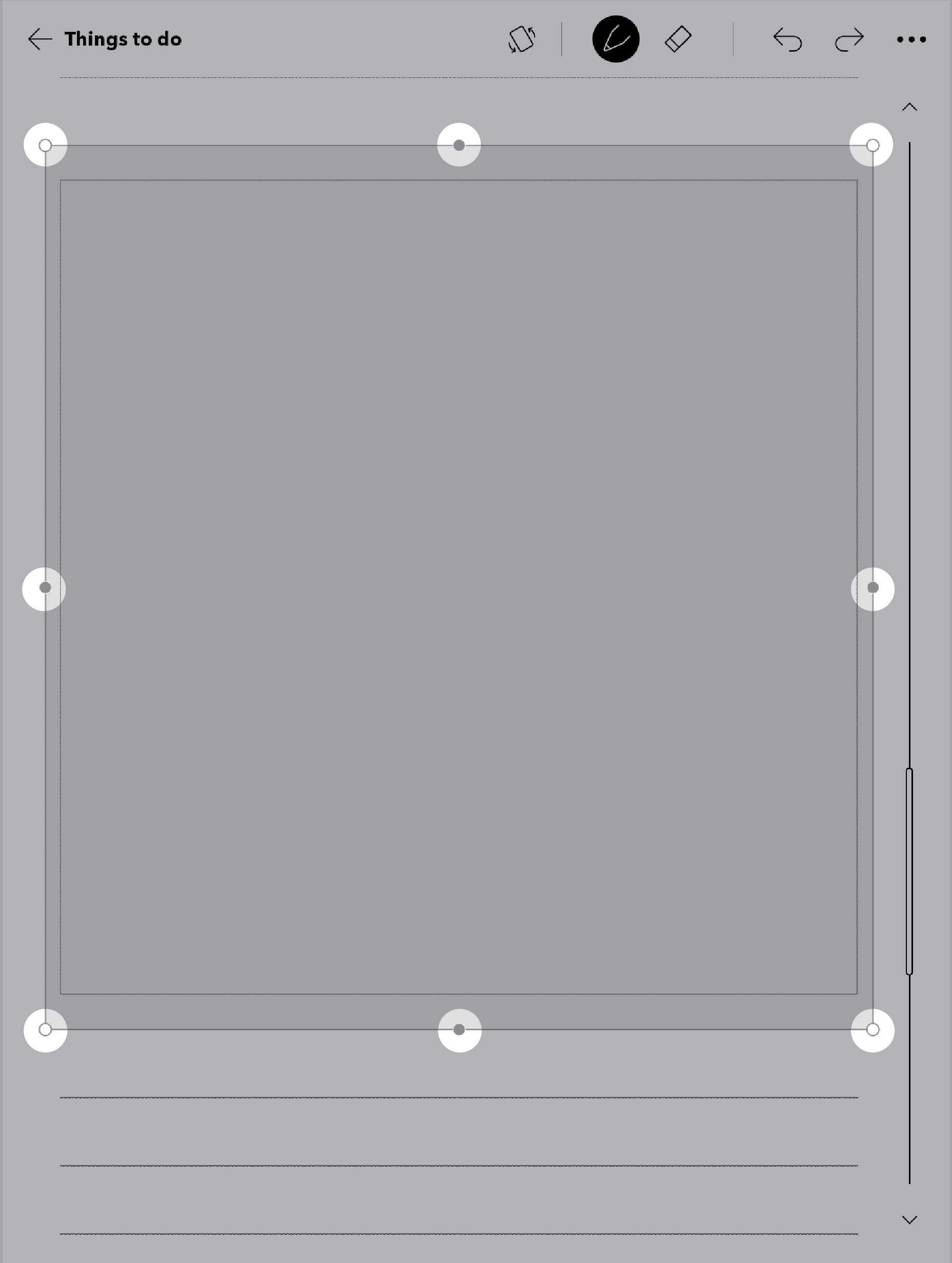 Notebook view with the handles around a textbox highlighted.