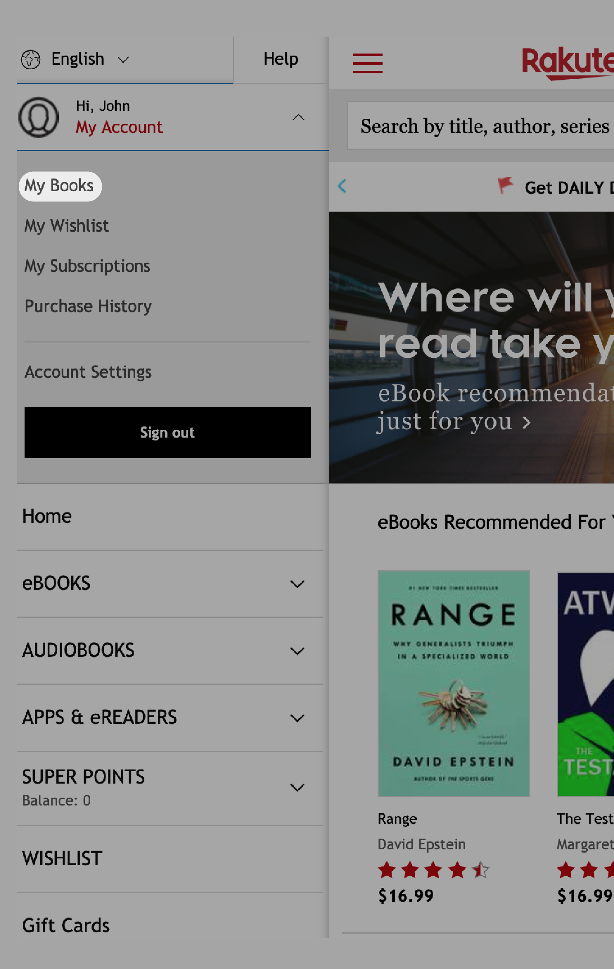 Restaurez les livres ou les livres audio manquants sur votre compte Kobo Rakuten Kobo