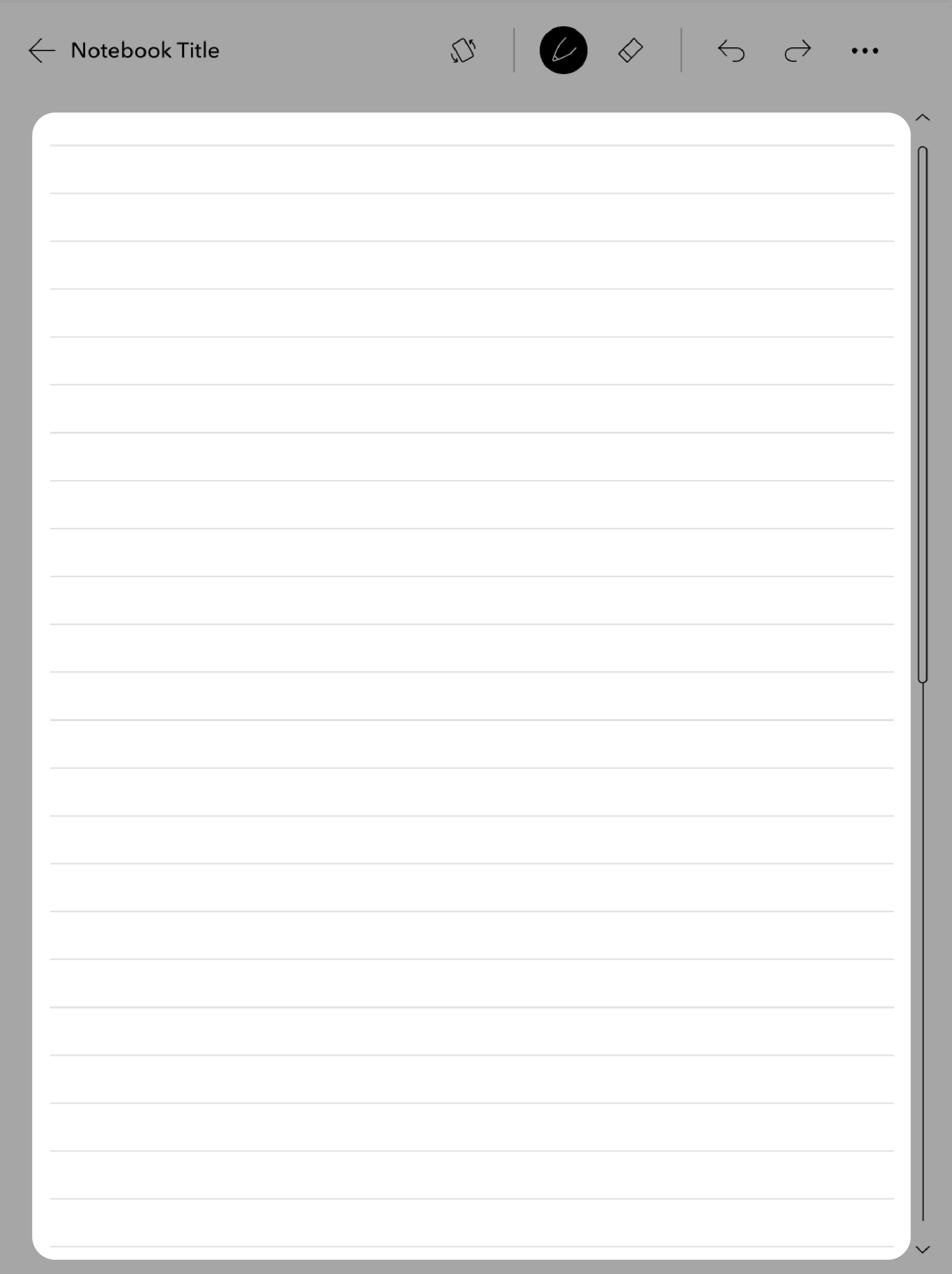 Notebook view with a blank notebook page highlighted.