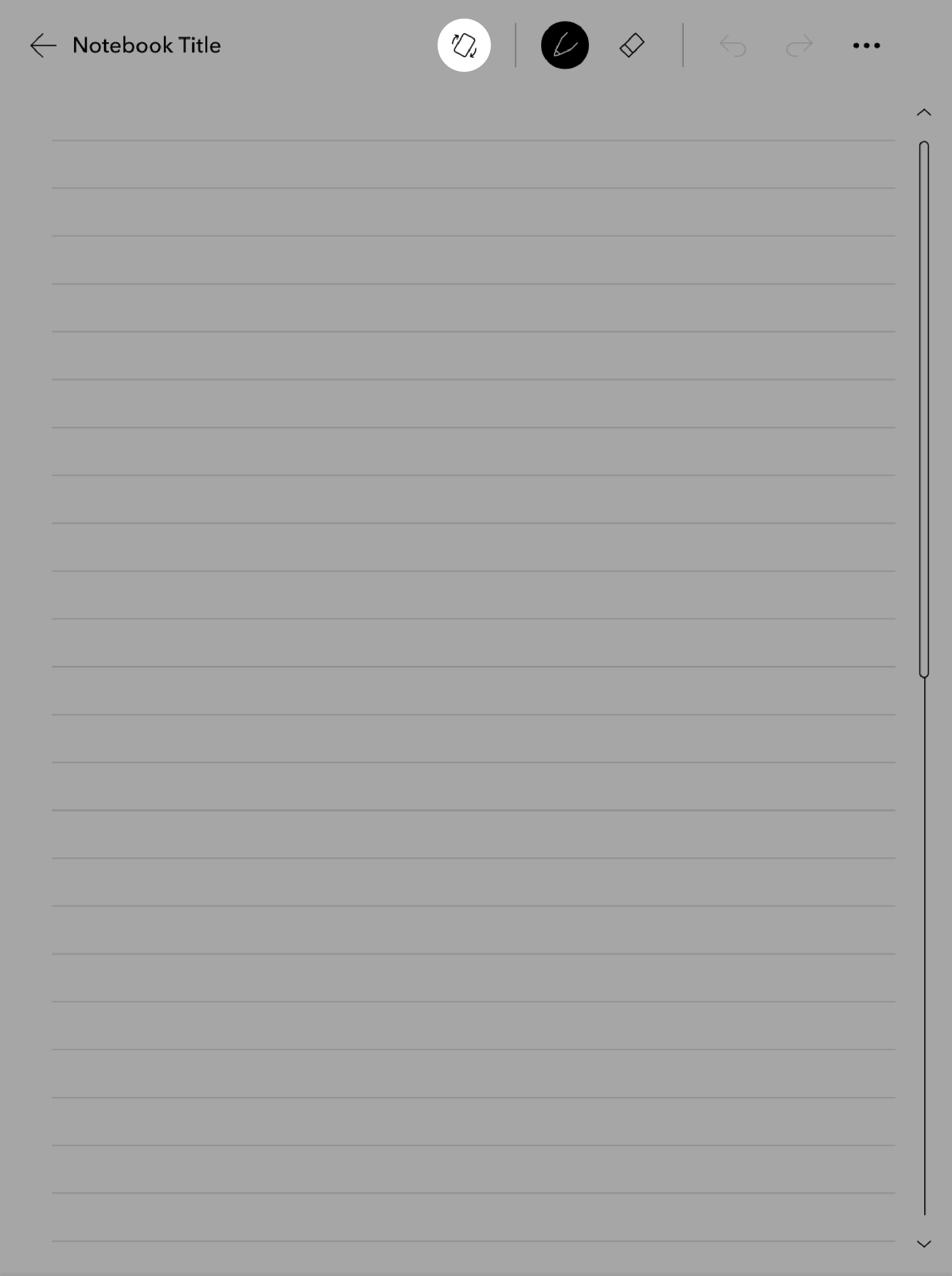 Notebook view with the Orientation icon highlighted near the top of the screen.