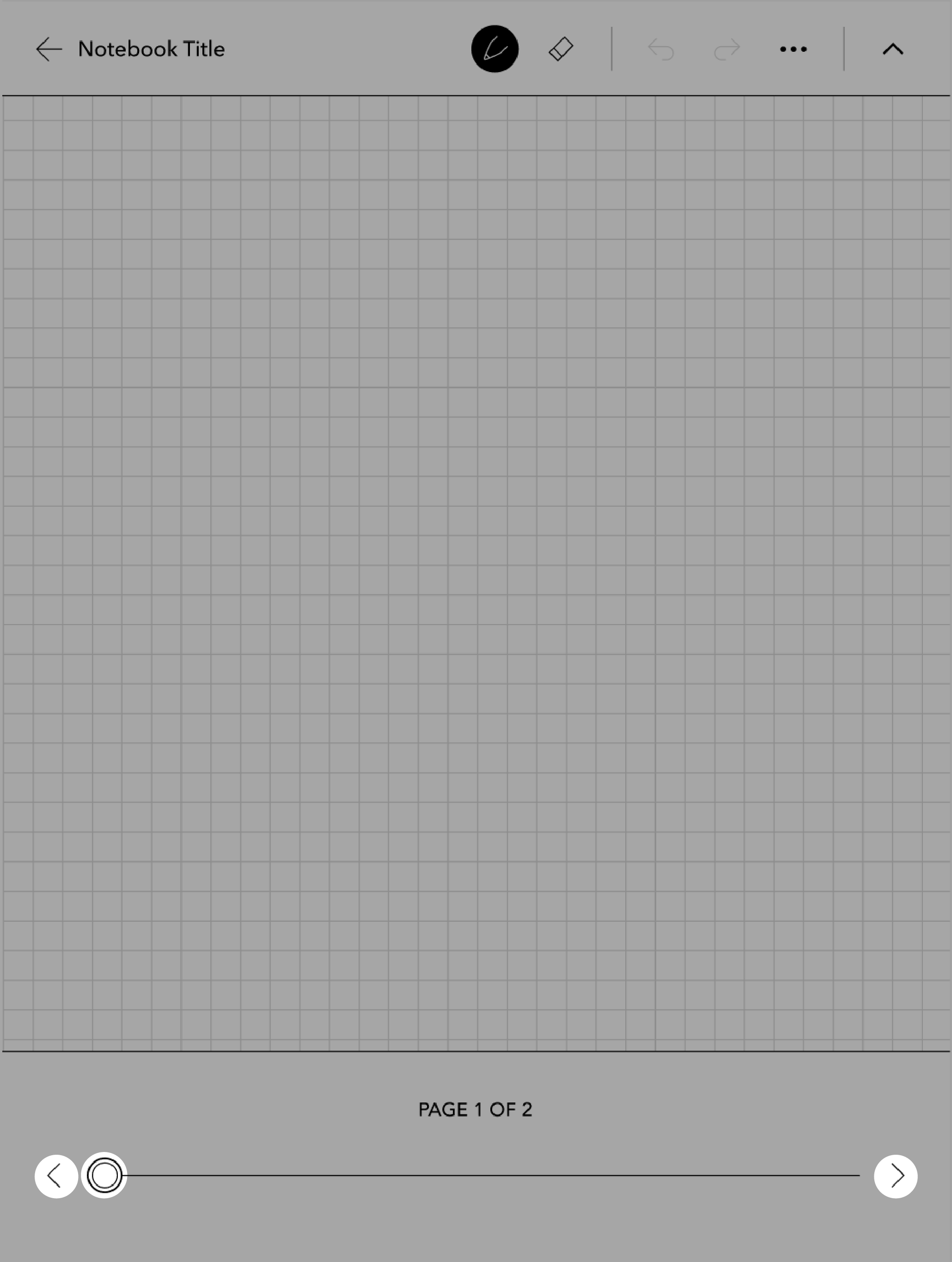 Notebook view with the scrubber icons highlighted near the bottom of the screen.