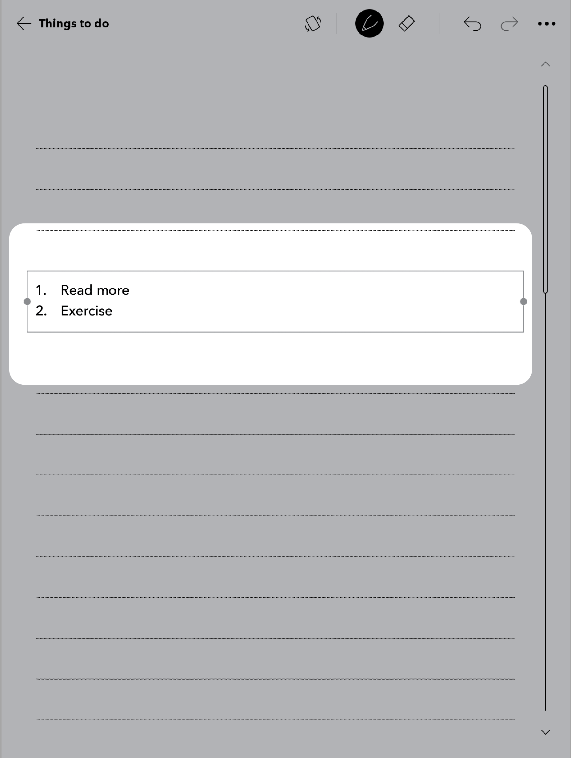 Notebook view with the textbox highlighted around text.