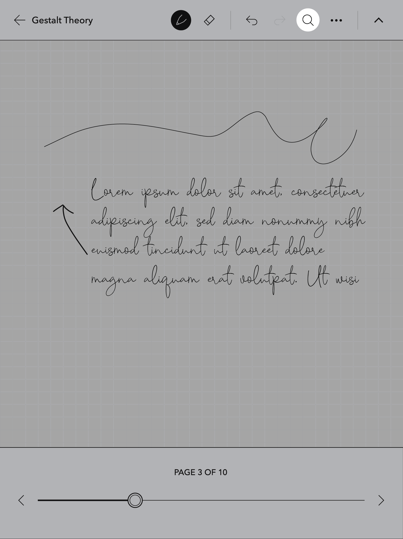Kobo eReader Notebook screen with the Search Magnify glass icon highlighted.