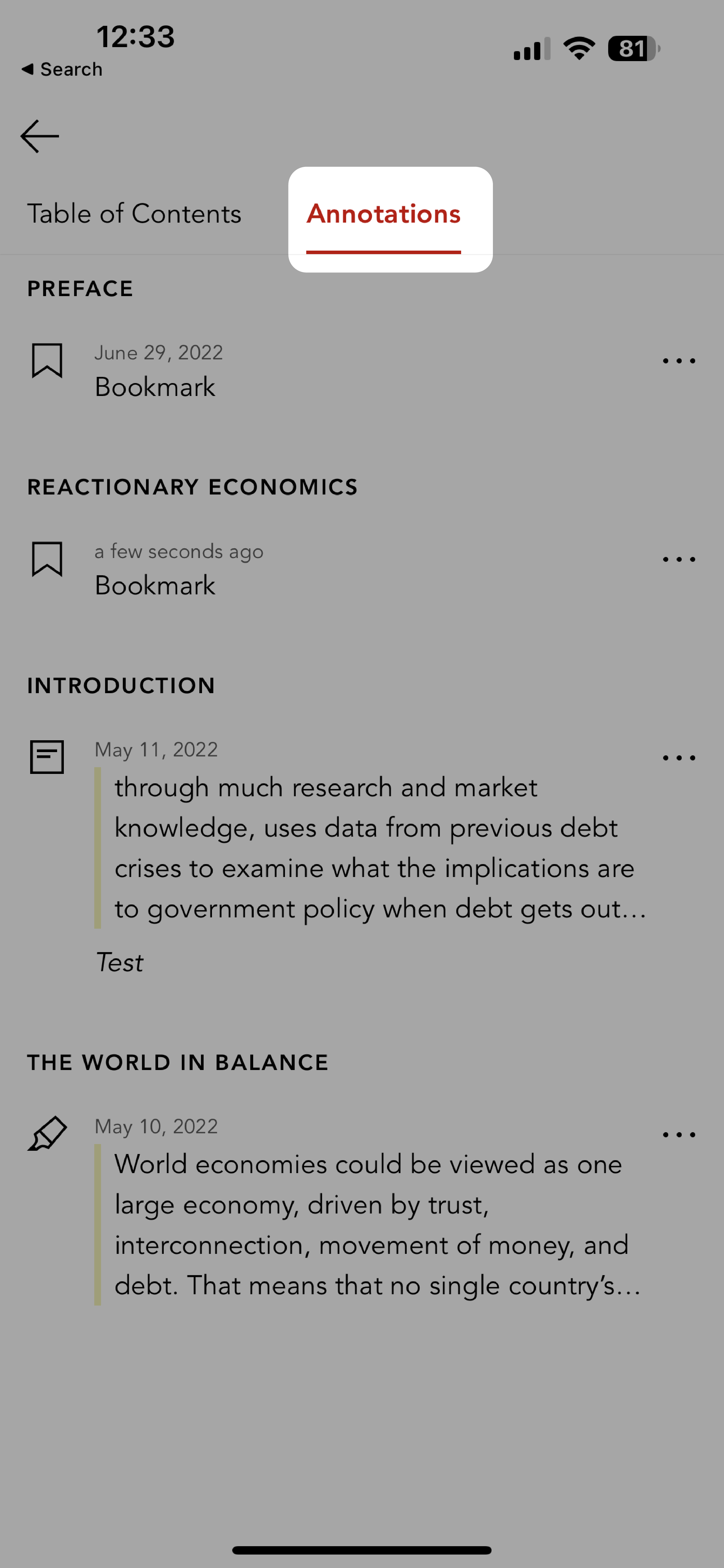 Ek Açıklamalar sekmesi vurgulanmış olarak Kobo Books uygulaması.
